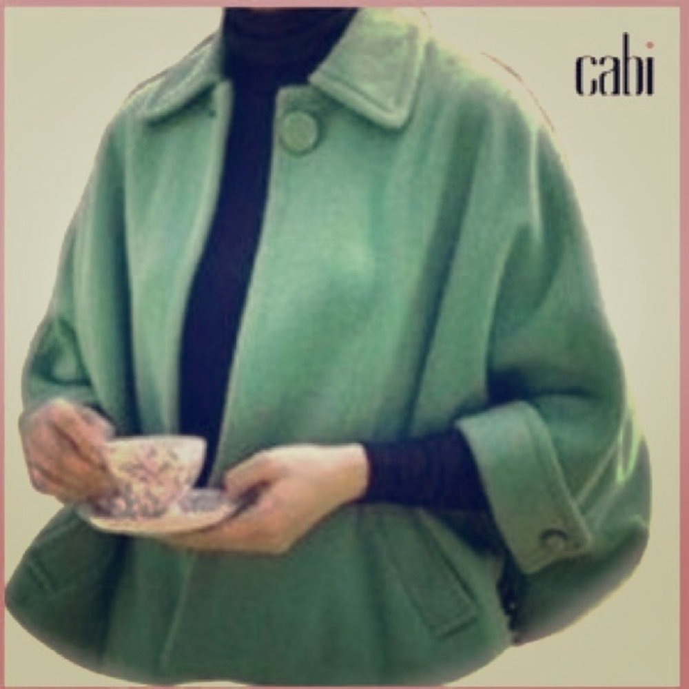 CAbi Wool Blend Green Carriage Cape M/L